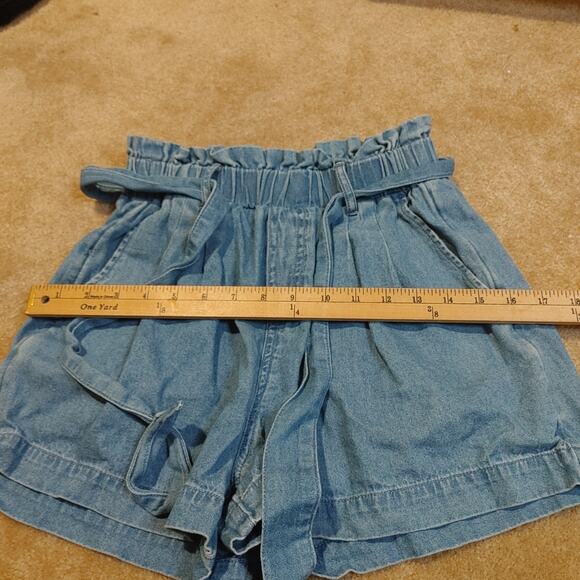 American Eagle Outfitters AEO Size XS Extra Small Paper Bag Blue Shorts Pockets - Picture 3 of 9